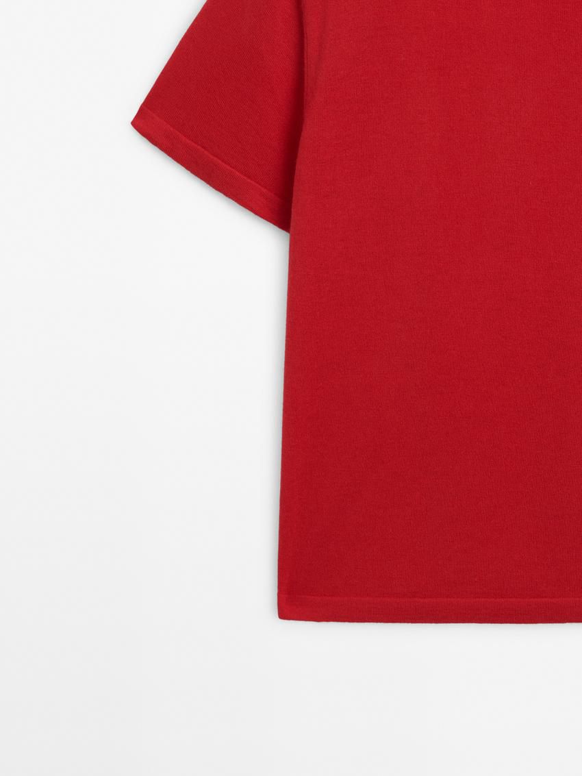 Massimo Dutti Short Sleeve Crew Neck Women Sweater Red | US-PX3954862