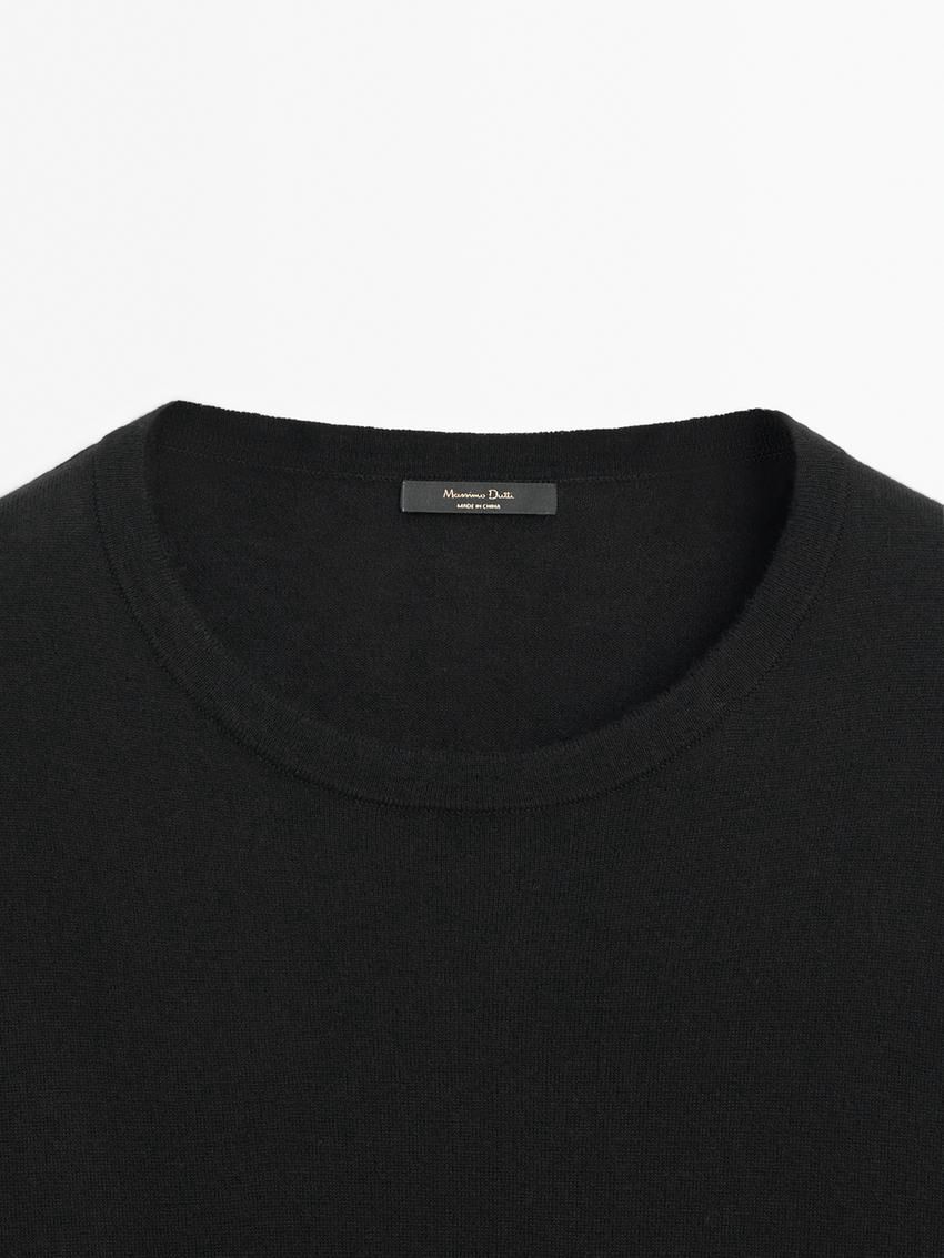 Massimo Dutti Short Sleeve Crew Neck Women Sweater Black | US-PX3076149