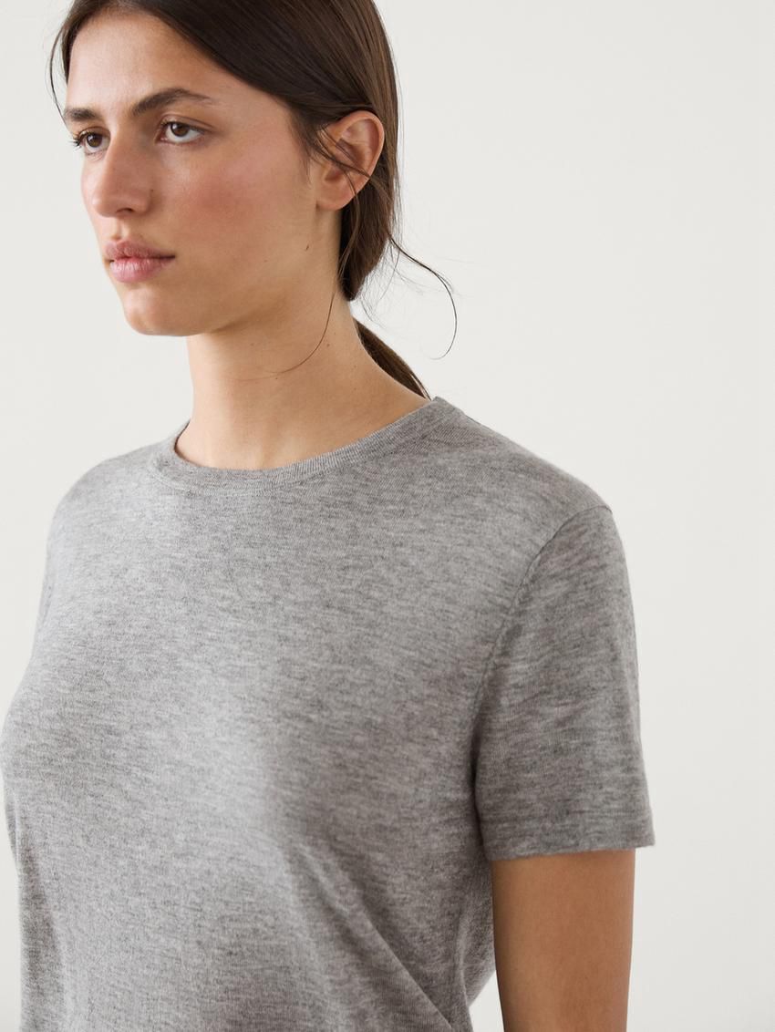 Massimo Dutti Short Sleeve Crew Neck Women Sweater Grey | US-JE3506184