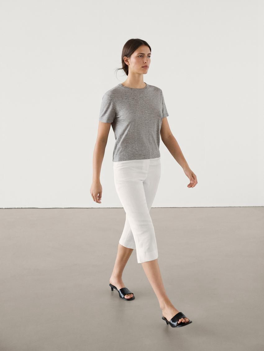 Massimo Dutti Short Sleeve Crew Neck Women Sweater Grey | US-JE3506184