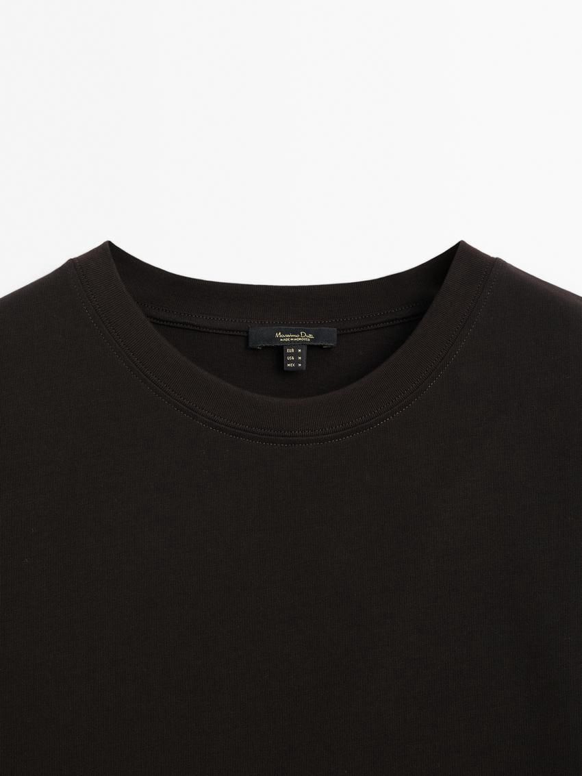 Massimo Dutti Short Sleeve Cropped Women T-Shirt Dark Brown | US-UK7621894