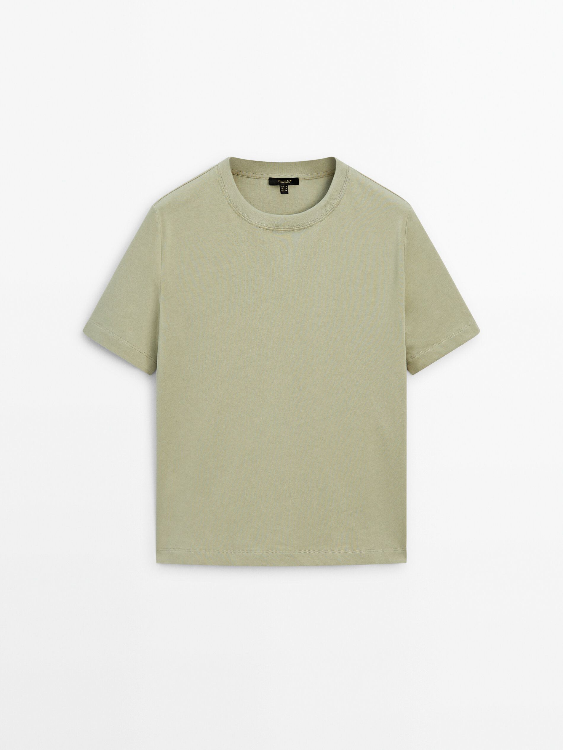 Massimo Dutti Short Sleeve Cropped Women T-Shirt Green | US-DW9067453