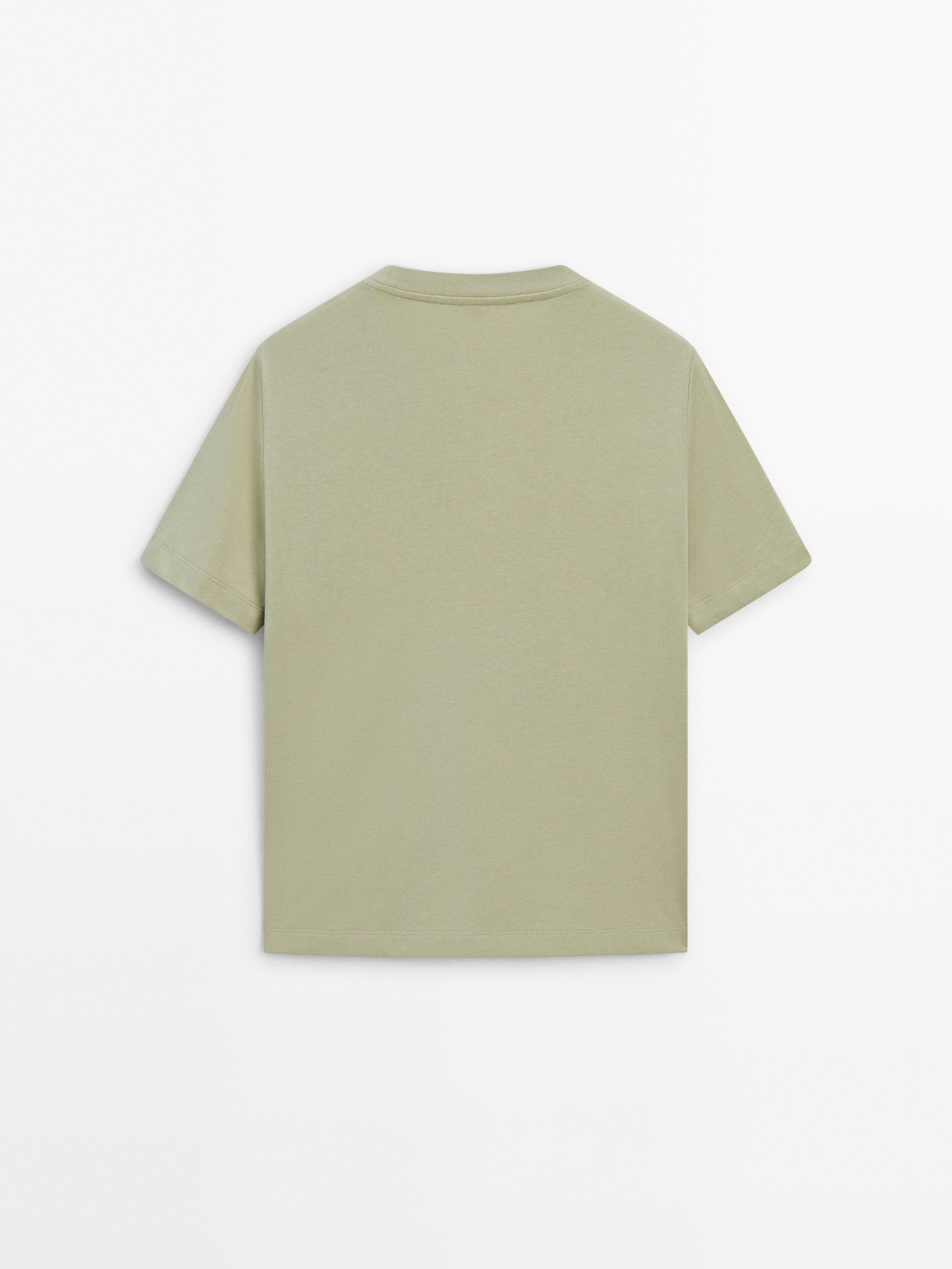 Massimo Dutti Short Sleeve Cropped Women T-Shirt Green | US-DW9067453