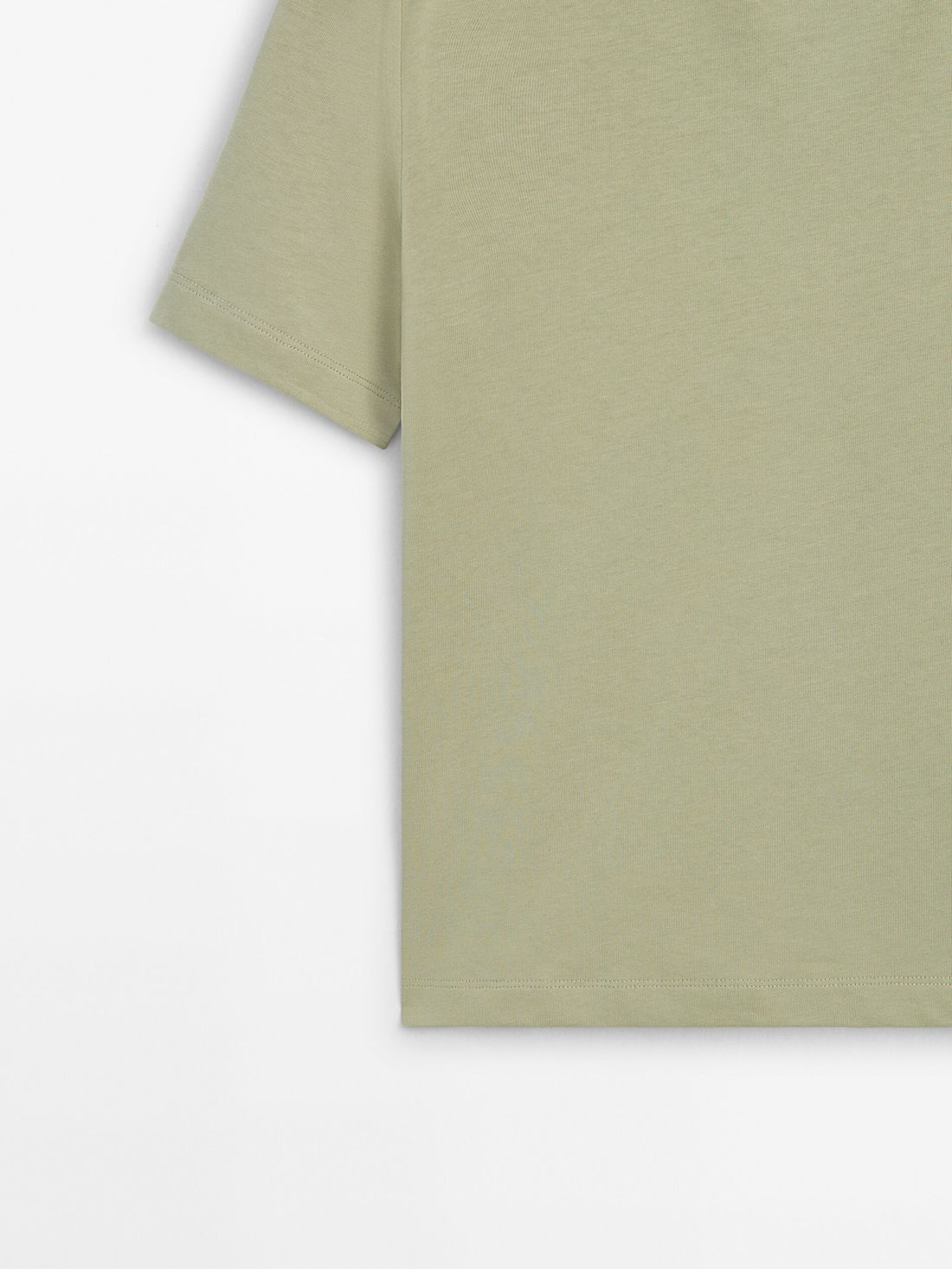 Massimo Dutti Short Sleeve Cropped Women T-Shirt Green | US-DW9067453