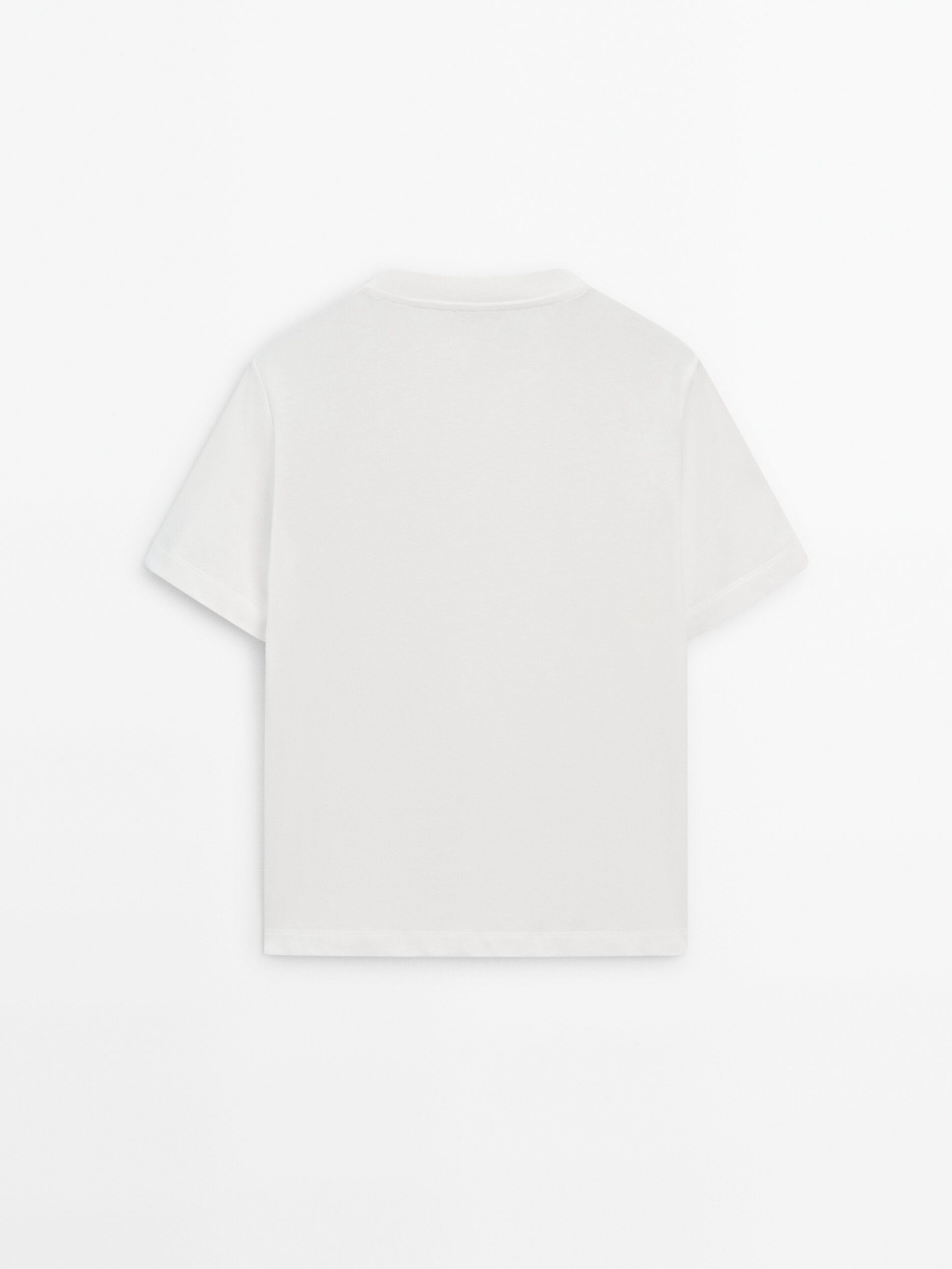 Massimo Dutti Short Sleeve Cropped Women T-Shirt White | US-EQ6450923