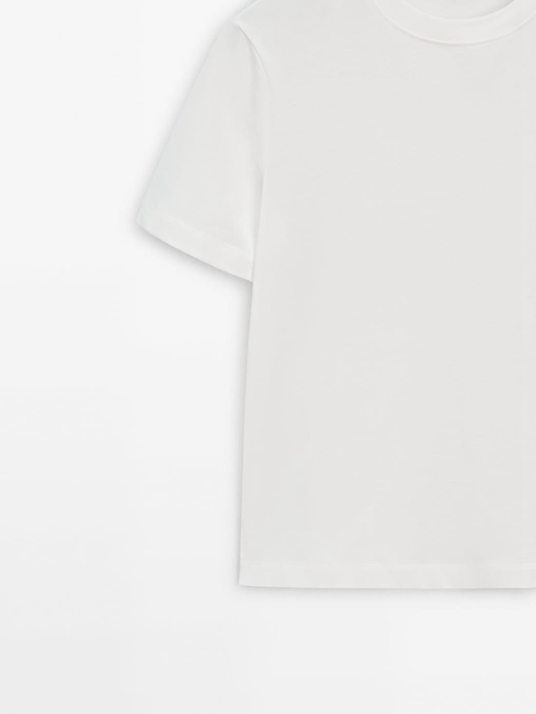 Massimo Dutti Short Sleeve Cropped Women T-Shirt White | US-EQ6450923