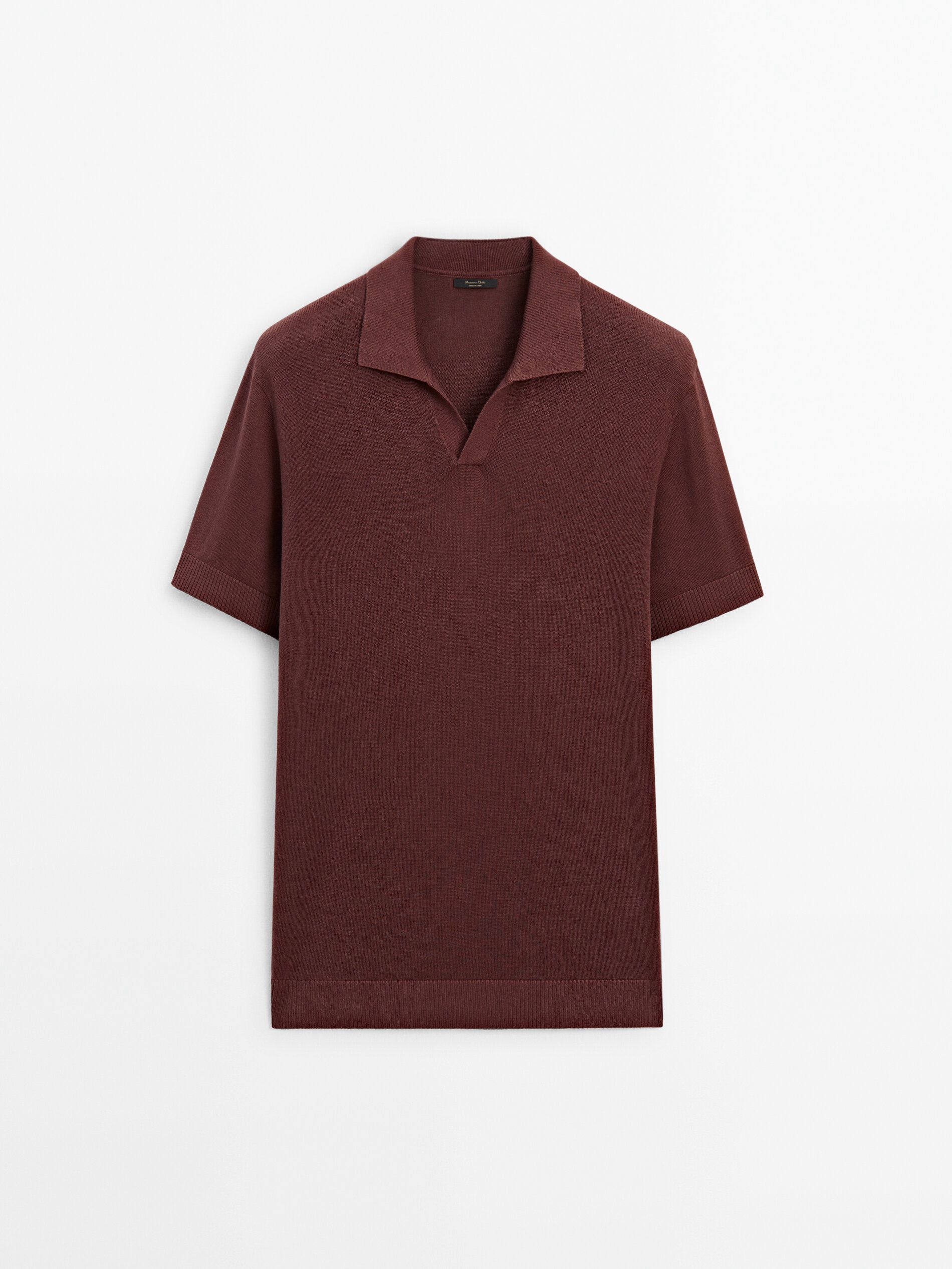 Massimo Dutti Short Sleeve Knit Men Polo Shirt Burgundy | US-YA6547802