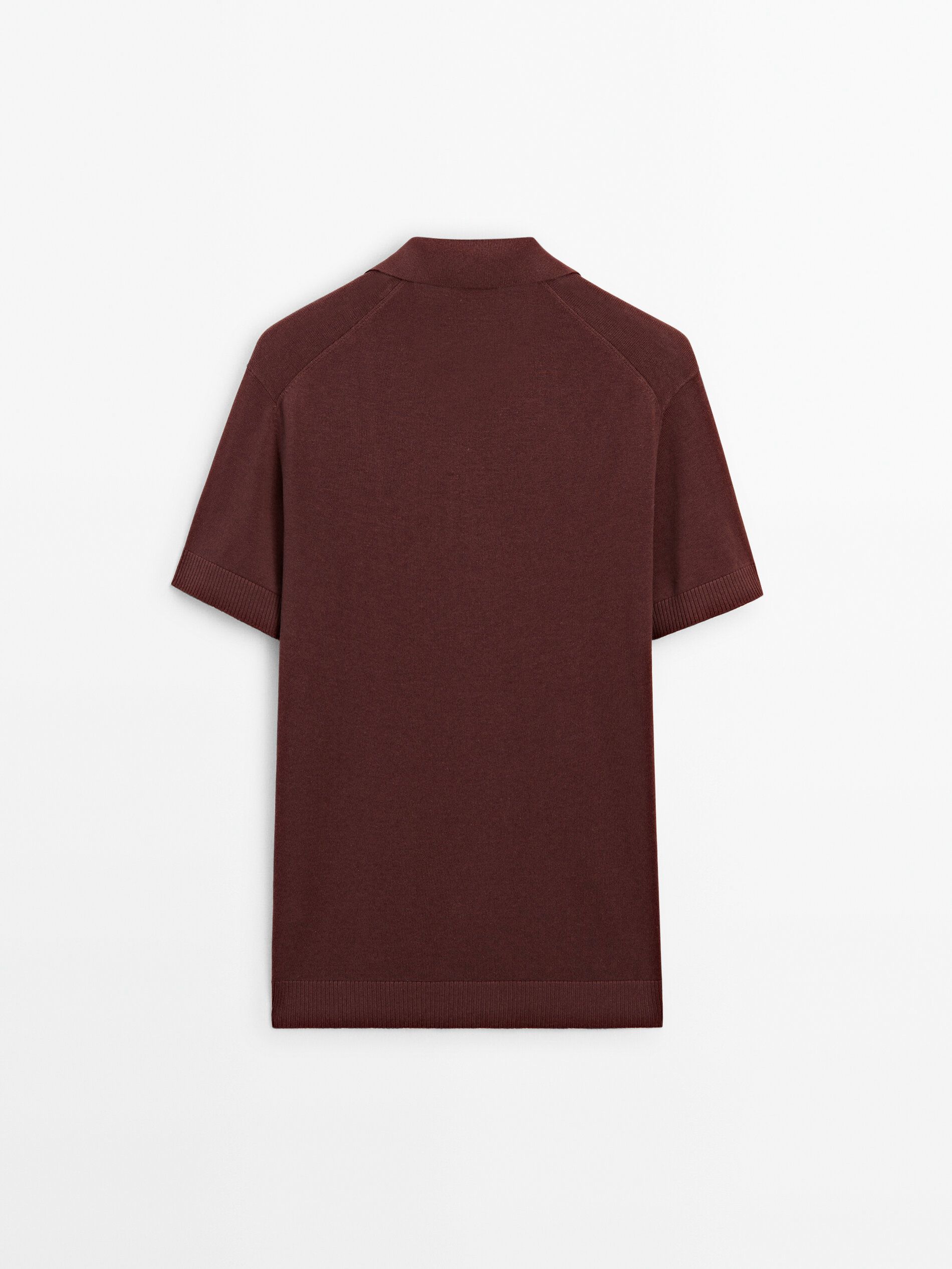 Massimo Dutti Short Sleeve Knit Men Polo Shirt Burgundy | US-YA6547802