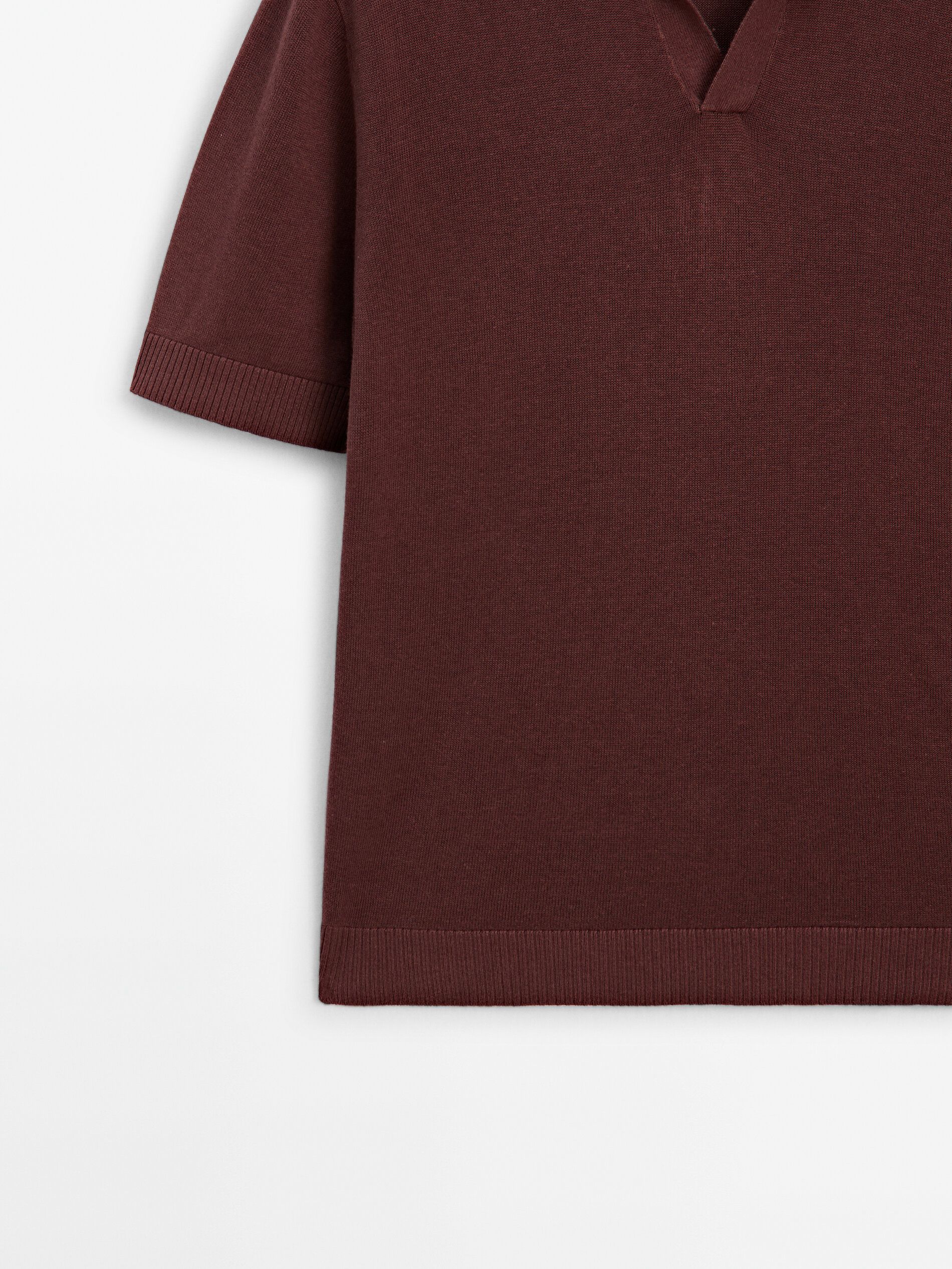 Massimo Dutti Short Sleeve Knit Men Polo Shirt Burgundy | US-YA6547802
