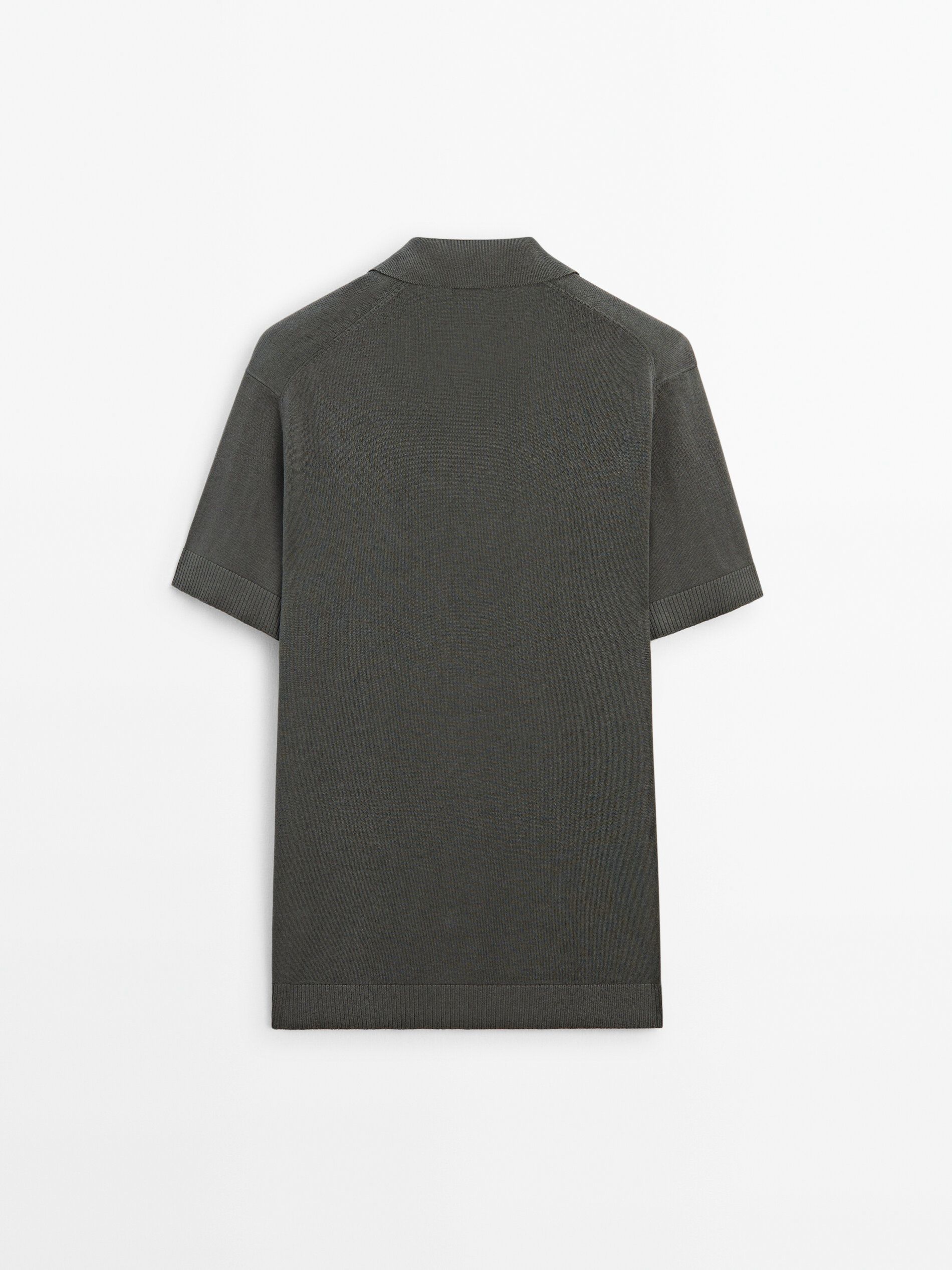 Massimo Dutti Short Sleeve Knit Men Polo Shirt Dark Grey | US-BH4902581