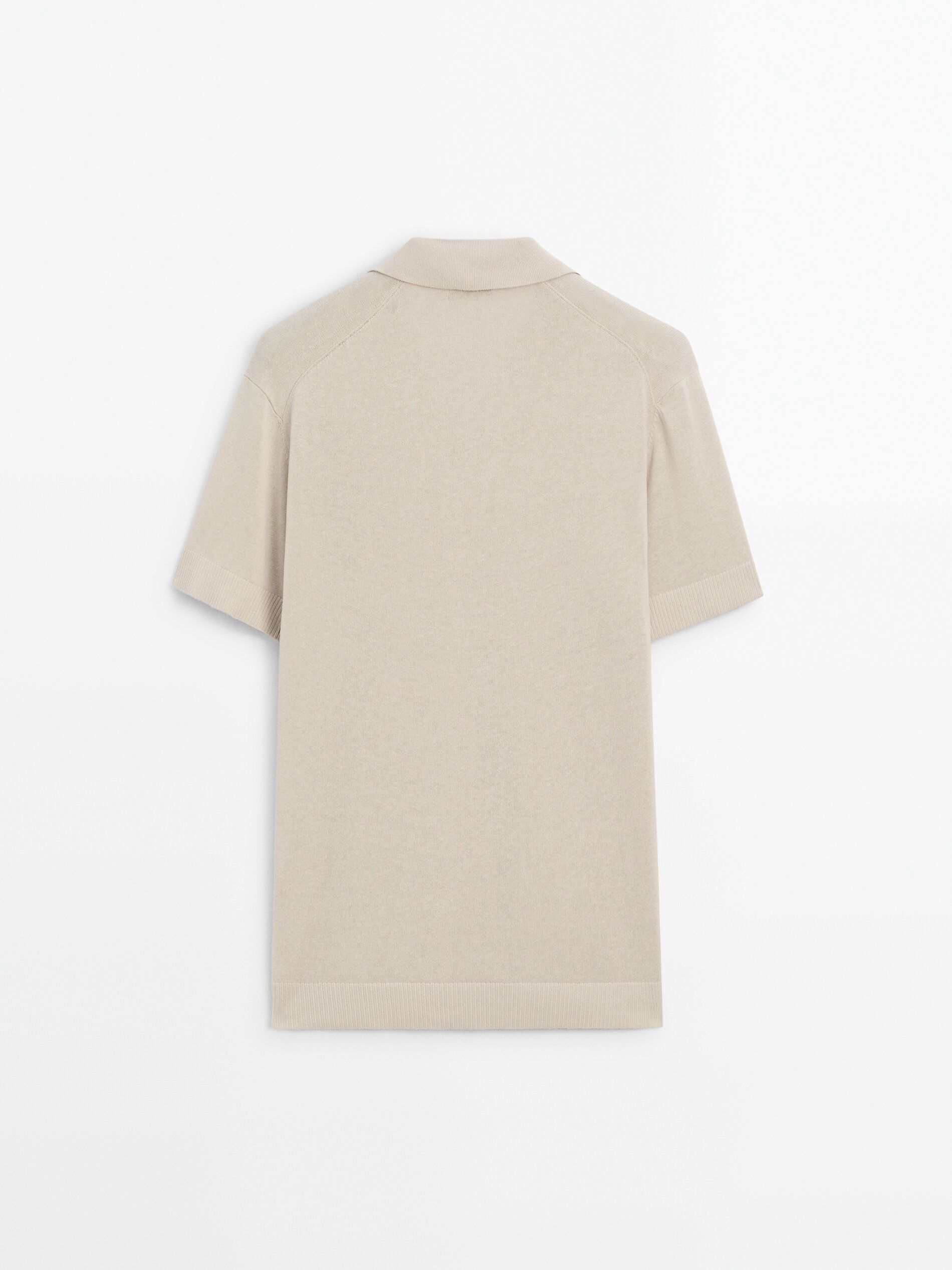 Massimo Dutti Short Sleeve Knit Men Polo Shirt Beige | US-WD7150264