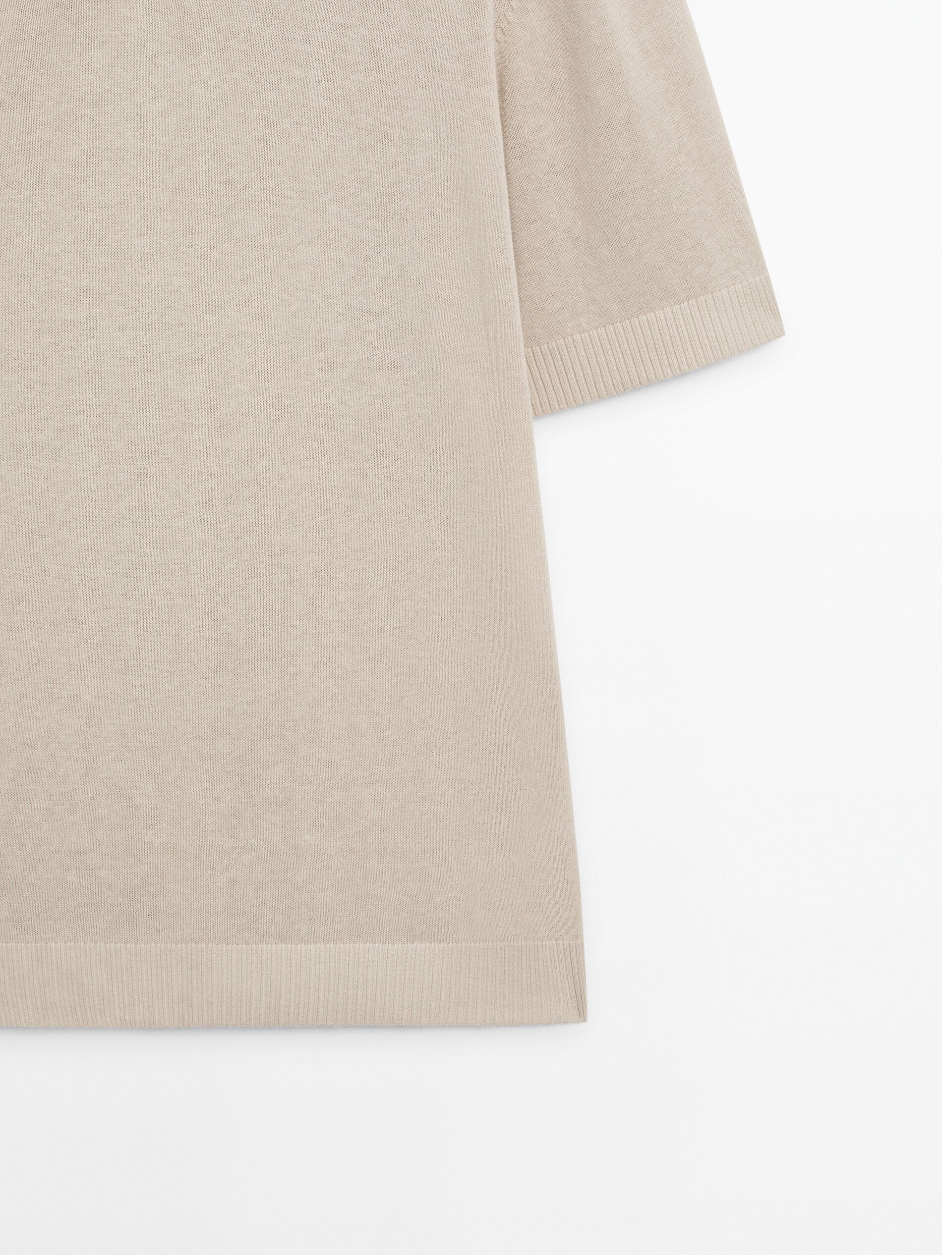 Massimo Dutti Short Sleeve Knit Men Polo Shirt Beige | US-WD7150264