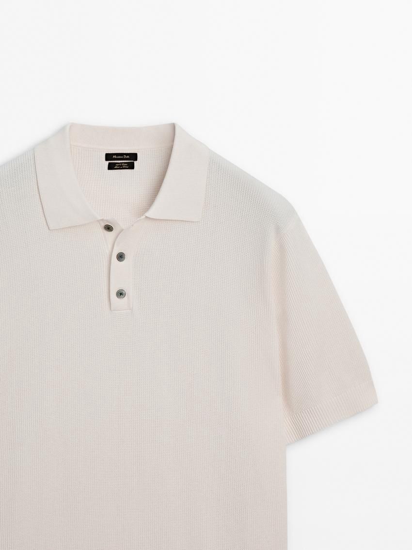 Massimo Dutti Short Sleeve Knit Men Polo Shirt Beige | US-HX6421579