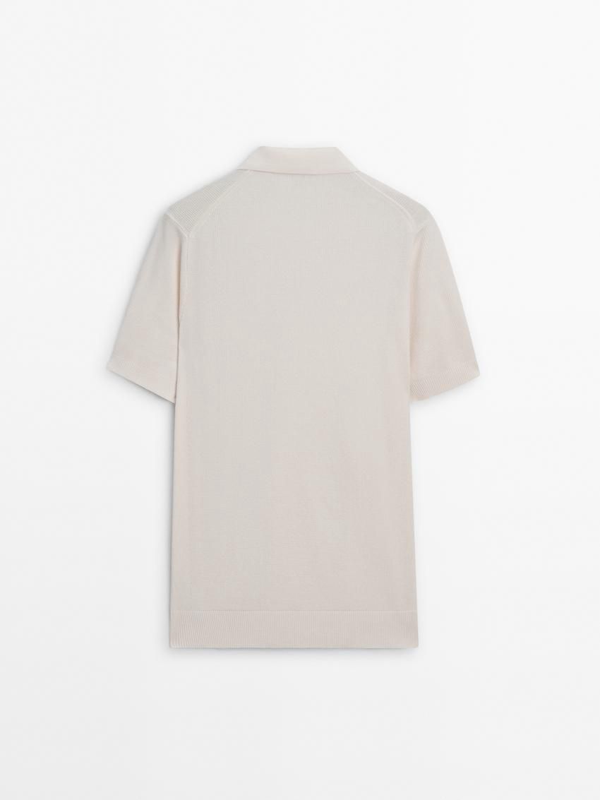 Massimo Dutti Short Sleeve Knit Men Polo Shirt Beige | US-HX6421579