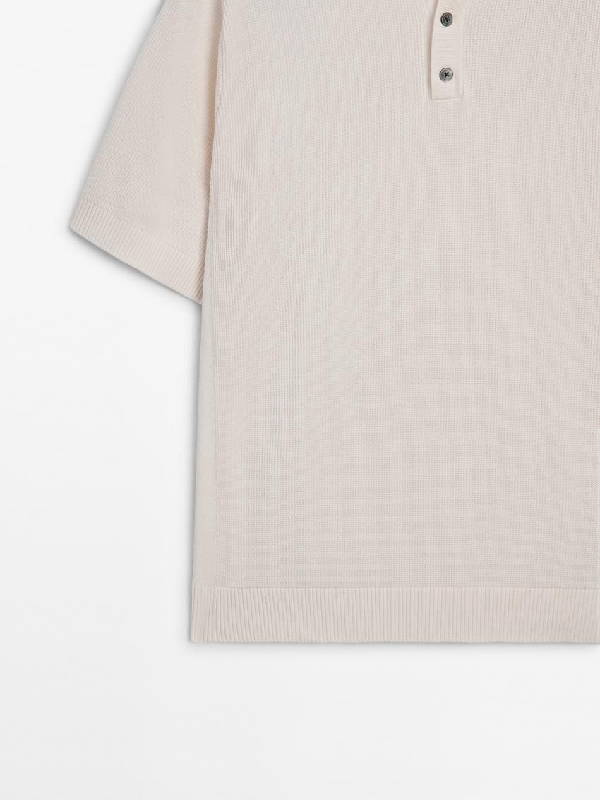 Massimo Dutti Short Sleeve Knit Men Polo Shirt Beige | US-HX6421579