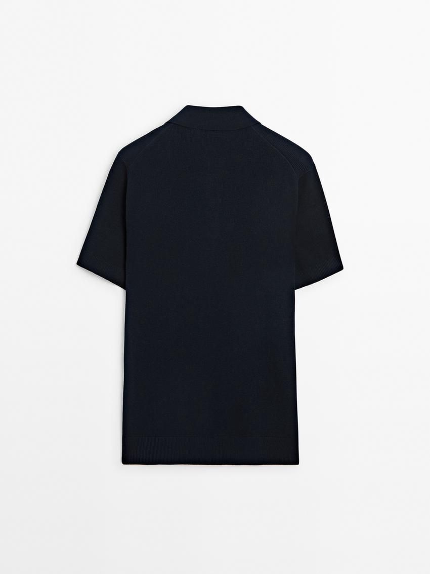 Massimo Dutti Short Sleeve Knit Men Polo Shirt Navy | US-FZ7260195