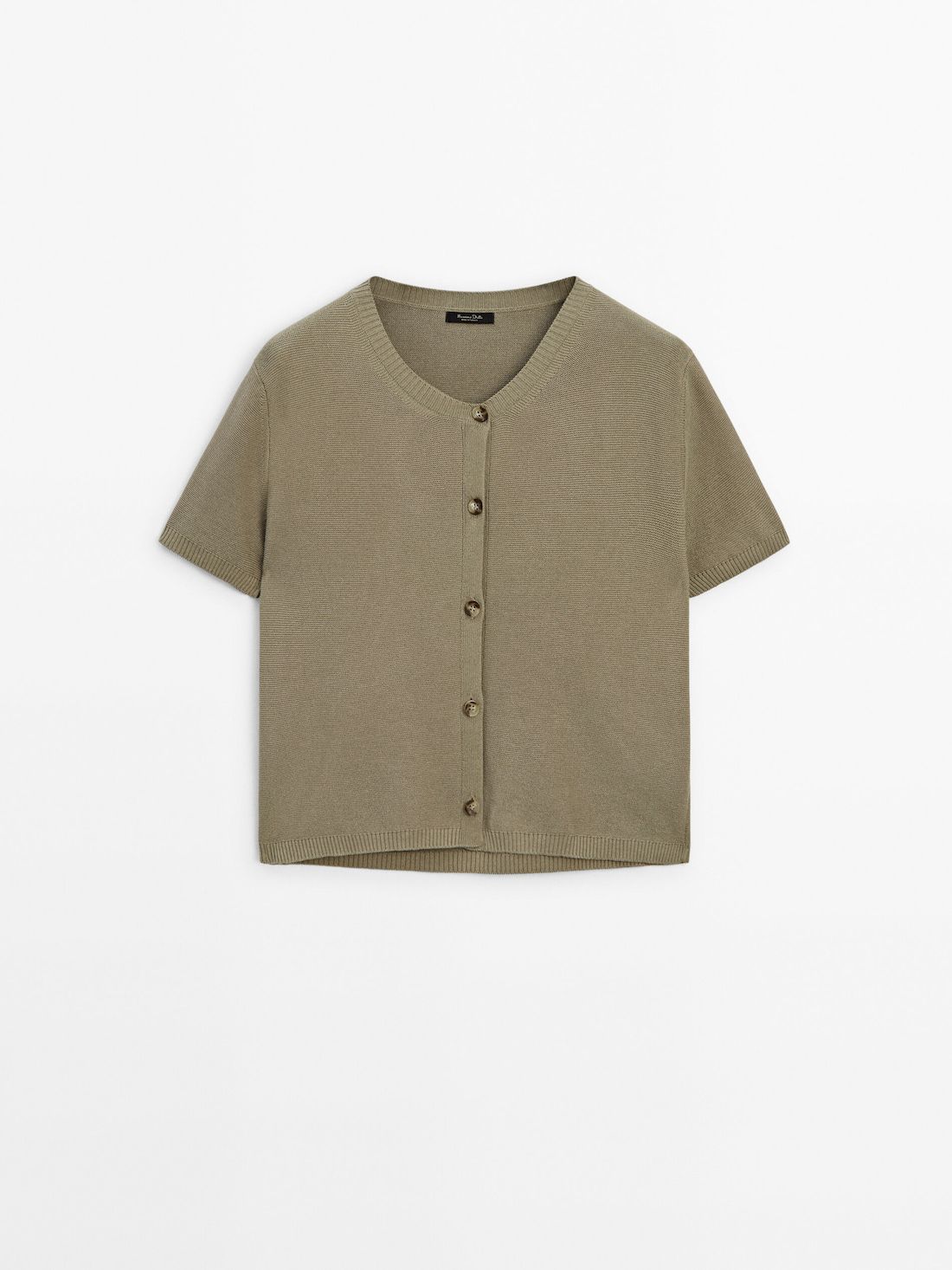 Massimo Dutti Short Sleeve Knit Women Cardigan Olive | US-ZA1539402