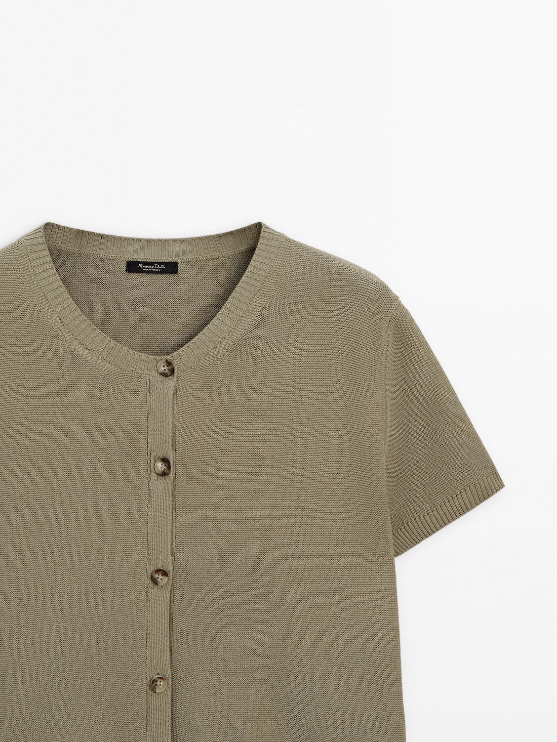 Massimo Dutti Short Sleeve Knit Women Cardigan Olive | US-ZA1539402