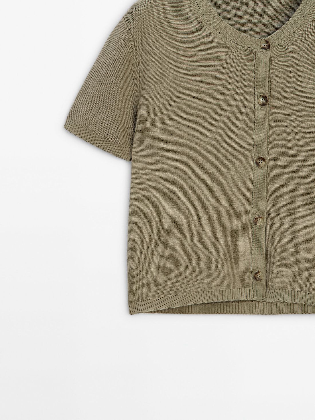 Massimo Dutti Short Sleeve Knit Women Cardigan Olive | US-ZA1539402