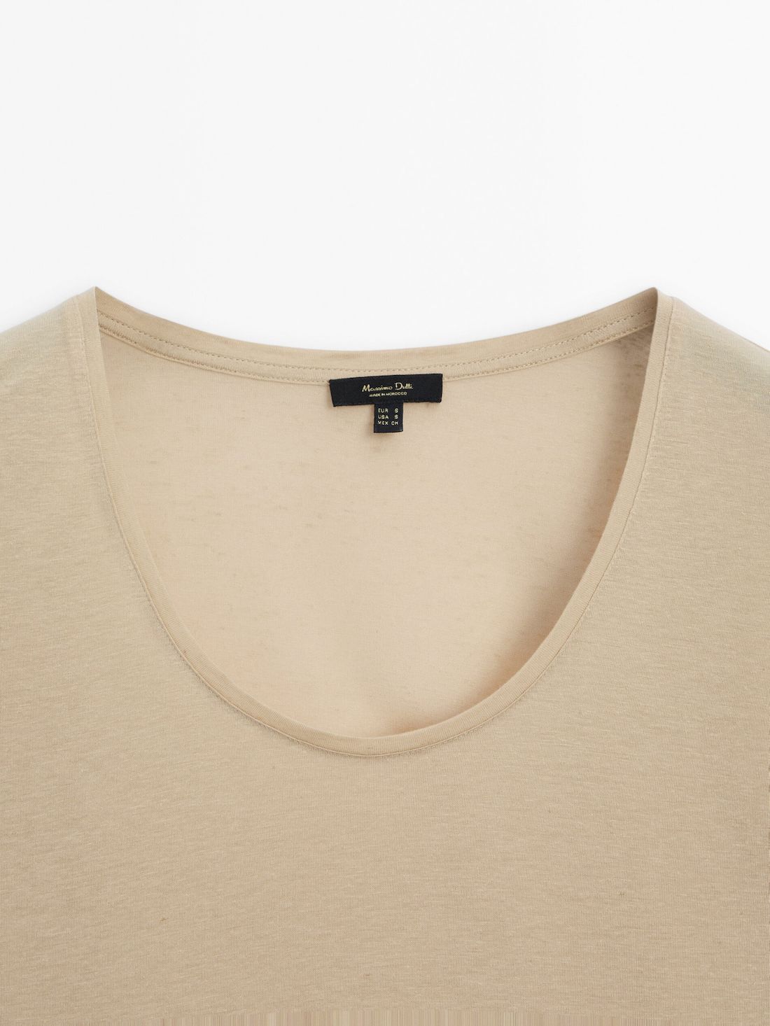 Massimo Dutti Short Sleeve Linen Blend Women T-Shirt Beige | US-BX9506173