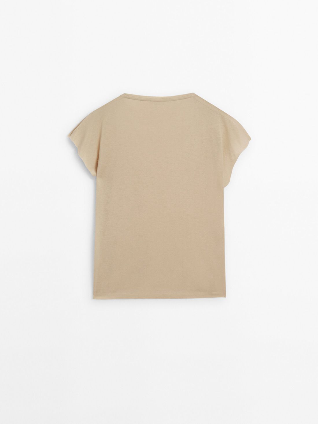 Massimo Dutti Short Sleeve Linen Blend Women T-Shirt Beige | US-BX9506173