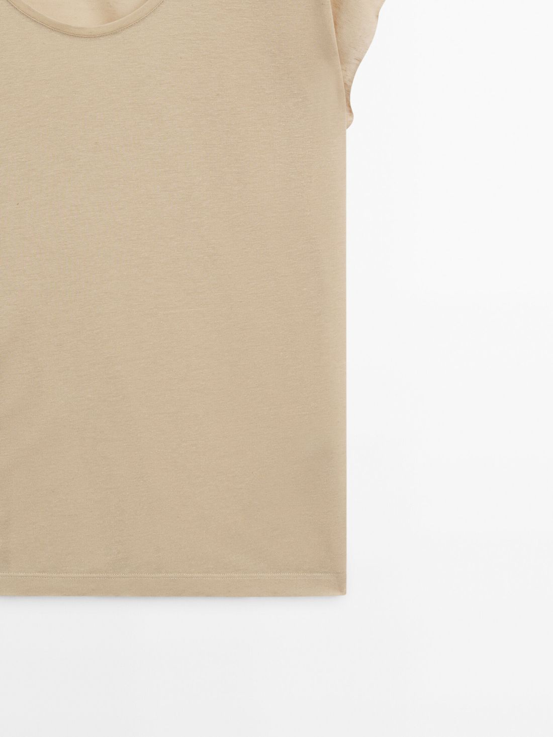 Massimo Dutti Short Sleeve Linen Blend Women T-Shirt Beige | US-BX9506173