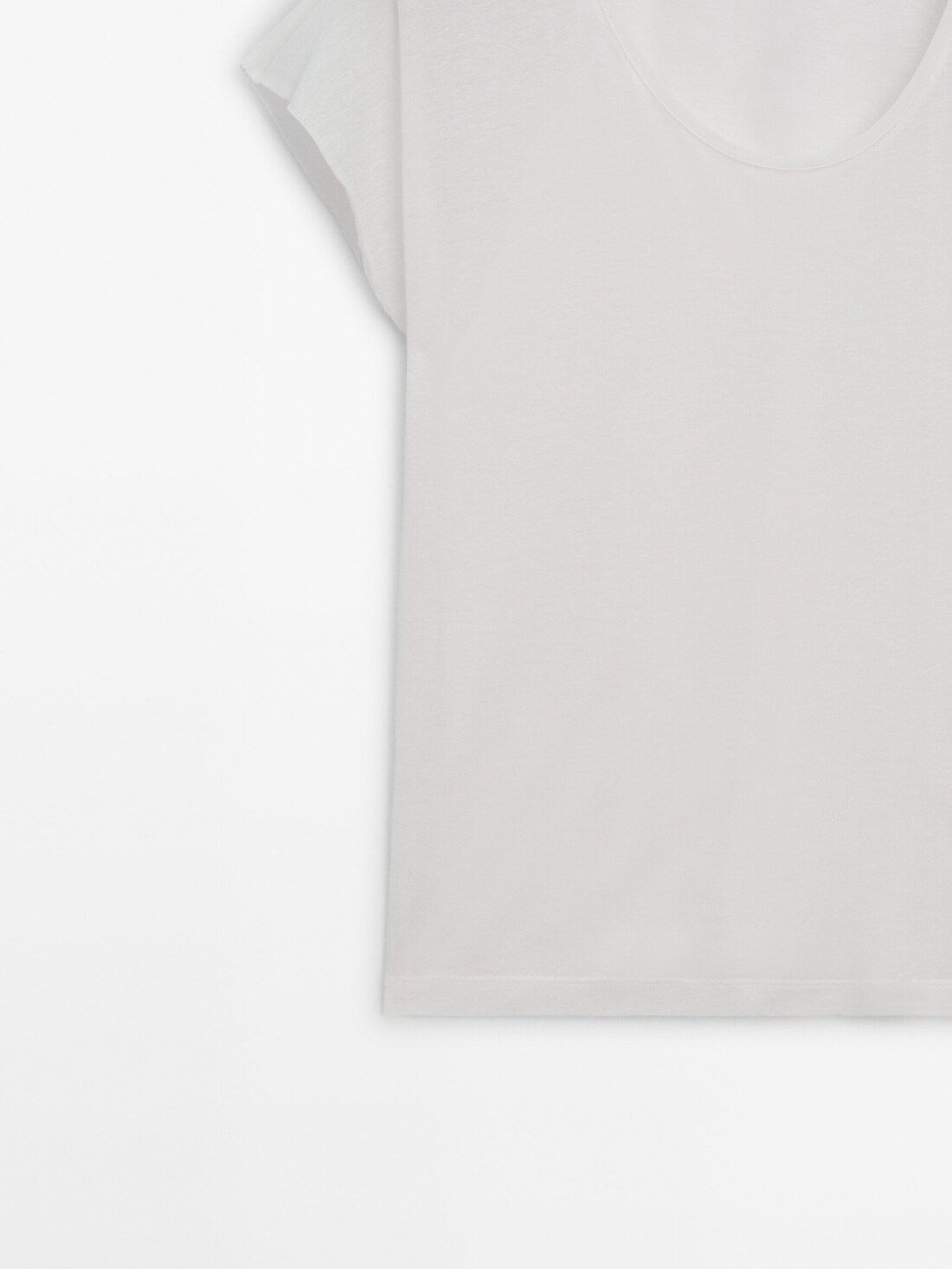 Massimo Dutti Short Sleeve Linen Blend Women T-Shirt Cream | US-IO0716483