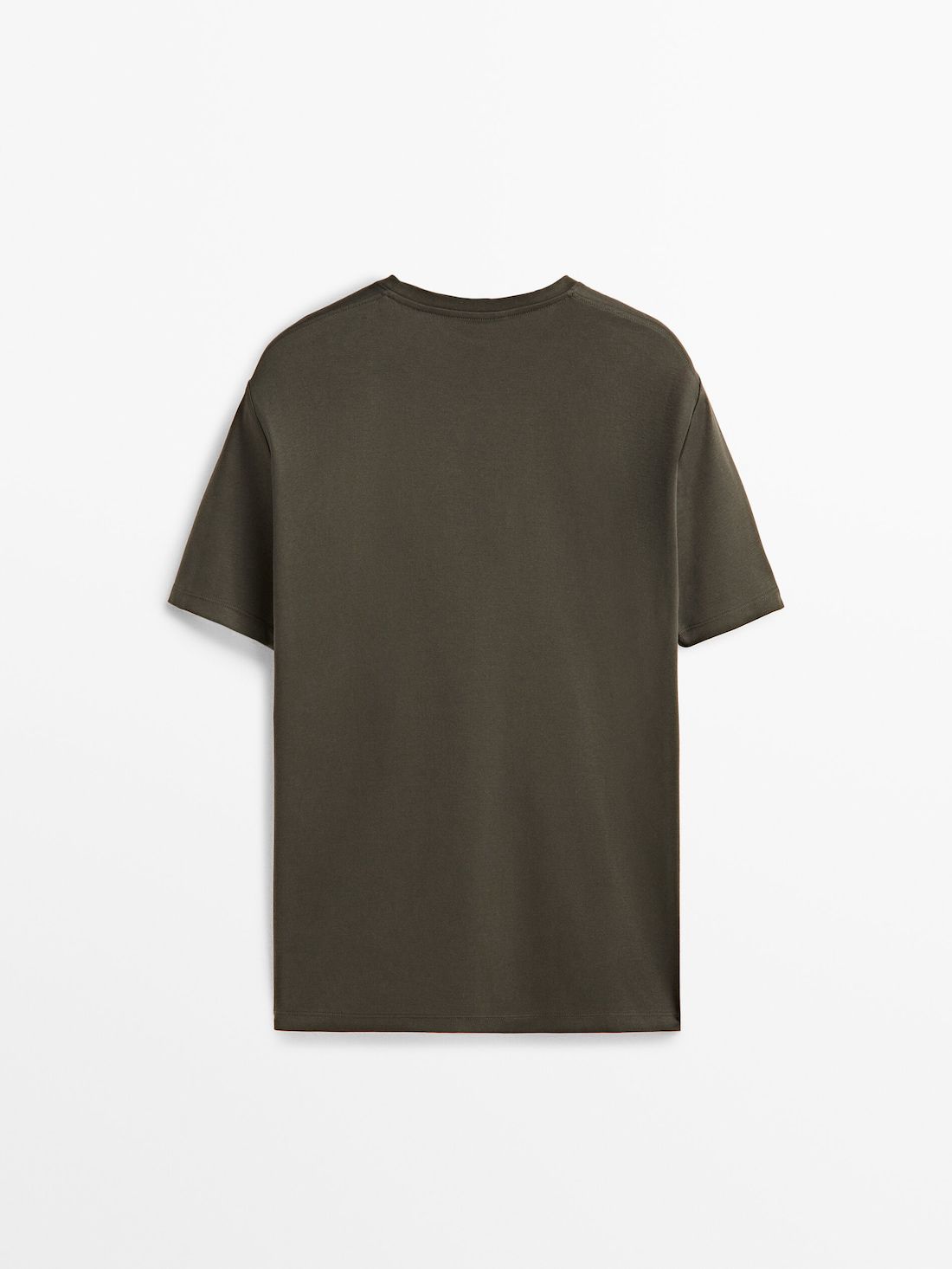 Massimo Dutti Short Sleeve Mercerised Cotton Men T-Shirt Khaki | US-GL5124368