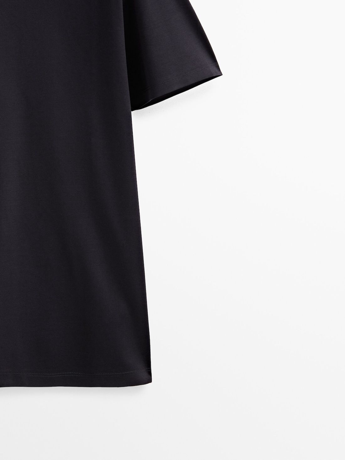 Massimo Dutti Short Sleeve Mercerised Cotton Men T-Shirt Navy | US-IS7029453