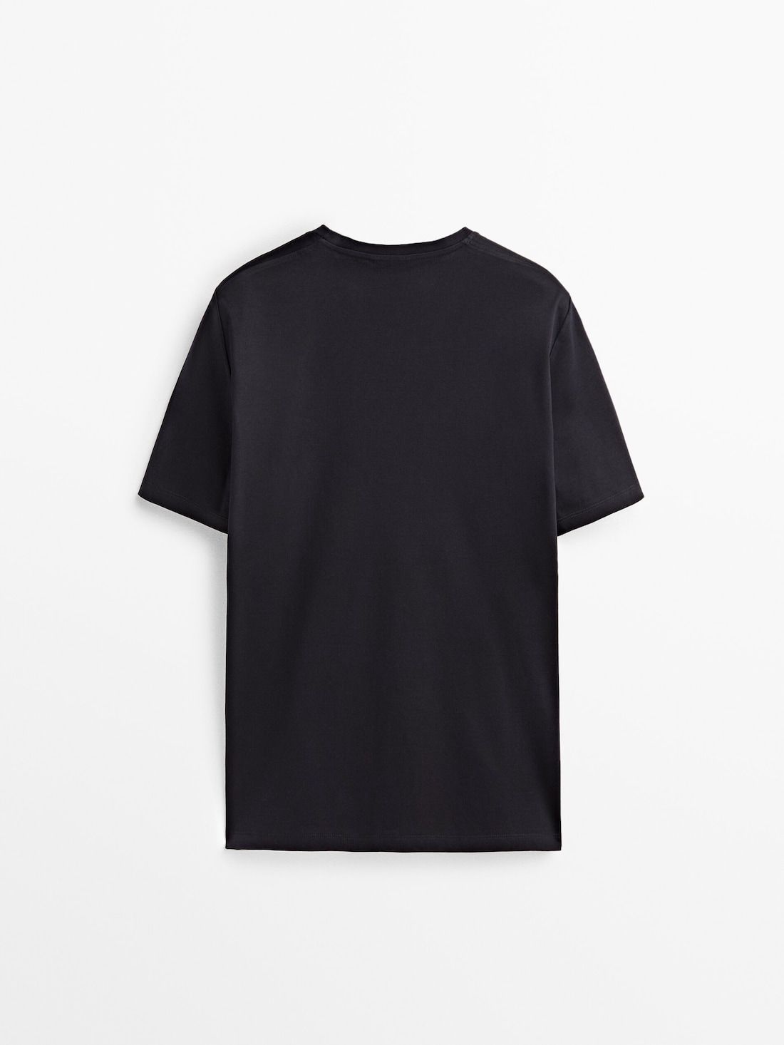 Massimo Dutti Short Sleeve Mercerised Cotton Men T-Shirt Navy | US-IS7029453