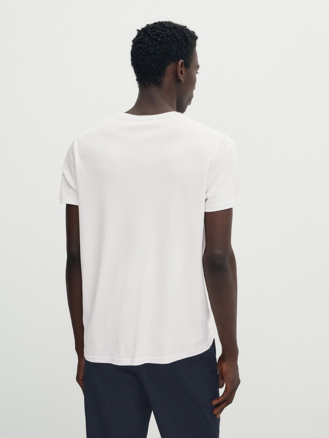 Massimo Dutti Short Sleeve Mercerised Cotton Men T-Shirt White | US-IC3784265