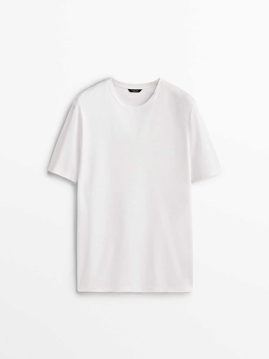 Massimo Dutti Short Sleeve Mercerised Cotton Men T-Shirt White | US-IC3784265