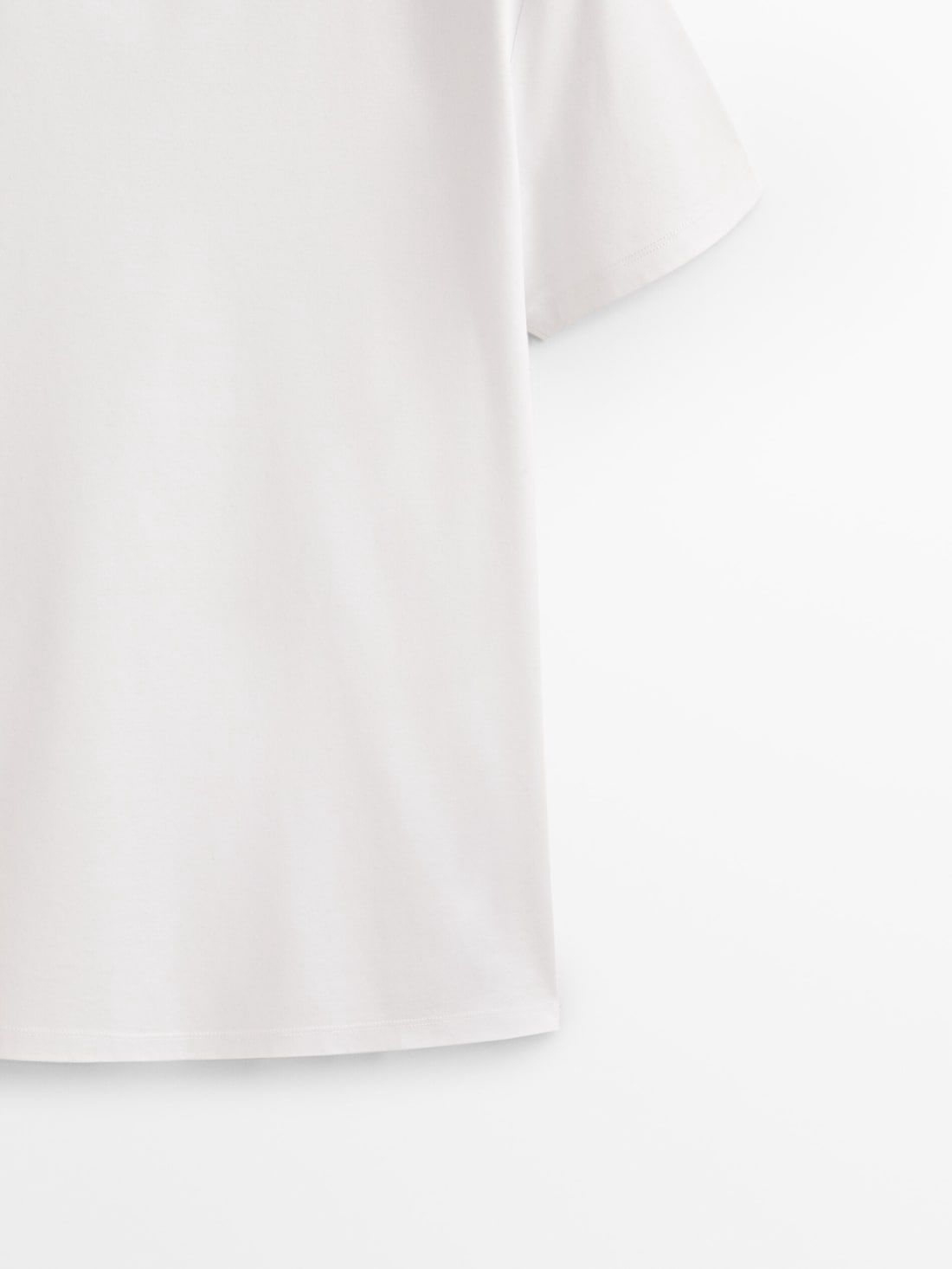 Massimo Dutti Short Sleeve Mercerised Cotton Men T-Shirt White | US-IC3784265