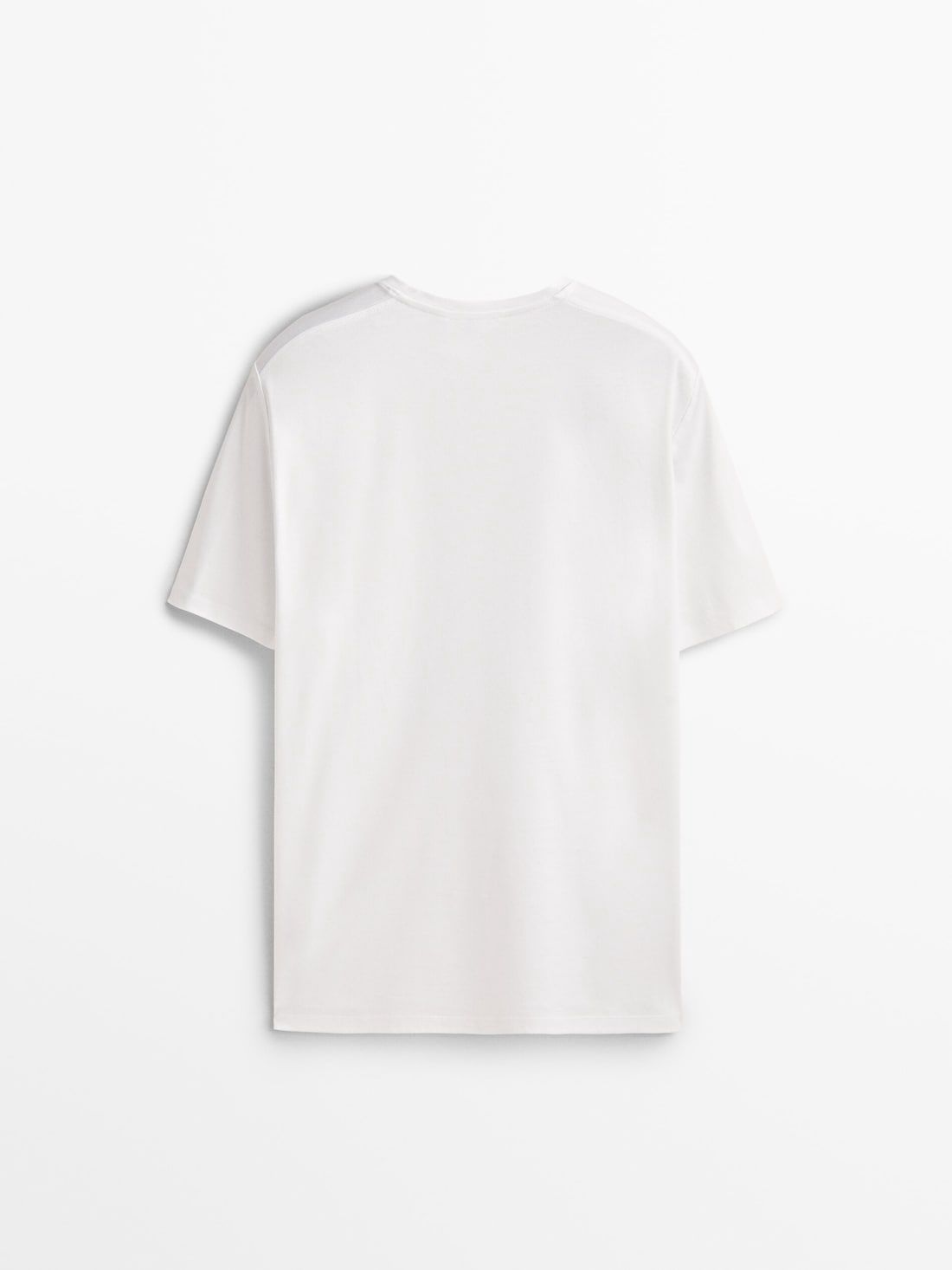 Massimo Dutti Short Sleeve Mercerised Cotton Men T-Shirt White | US-IC3784265
