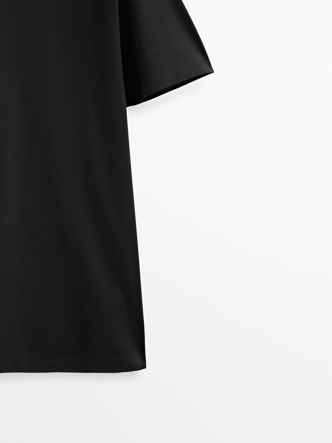 Massimo Dutti Short Sleeve Mercerised Cotton Men T-Shirt Black | US-QW5072981