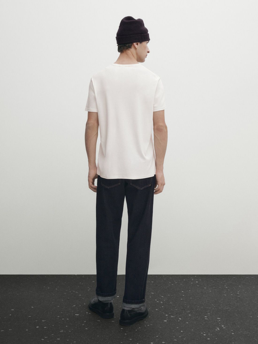 Massimo Dutti Short Sleeve Mercerised Cotton Men T-Shirt Cream | US-MP8654012