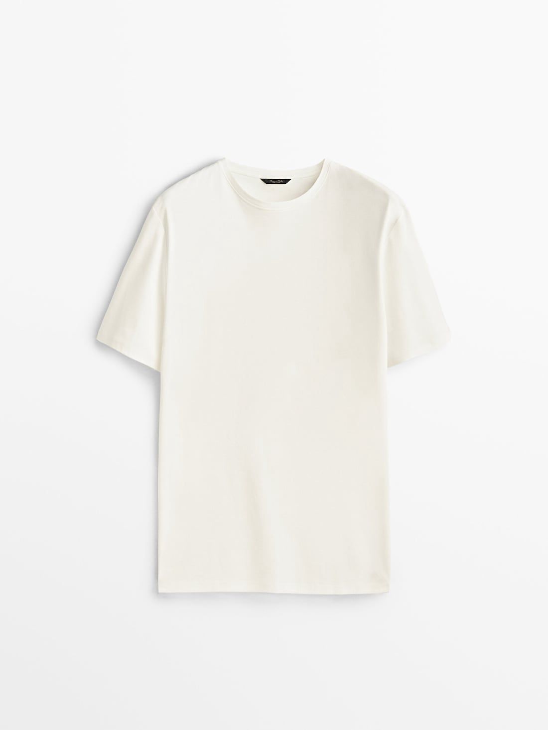Massimo Dutti Short Sleeve Mercerised Cotton Men T-Shirt Cream | US-MP8654012