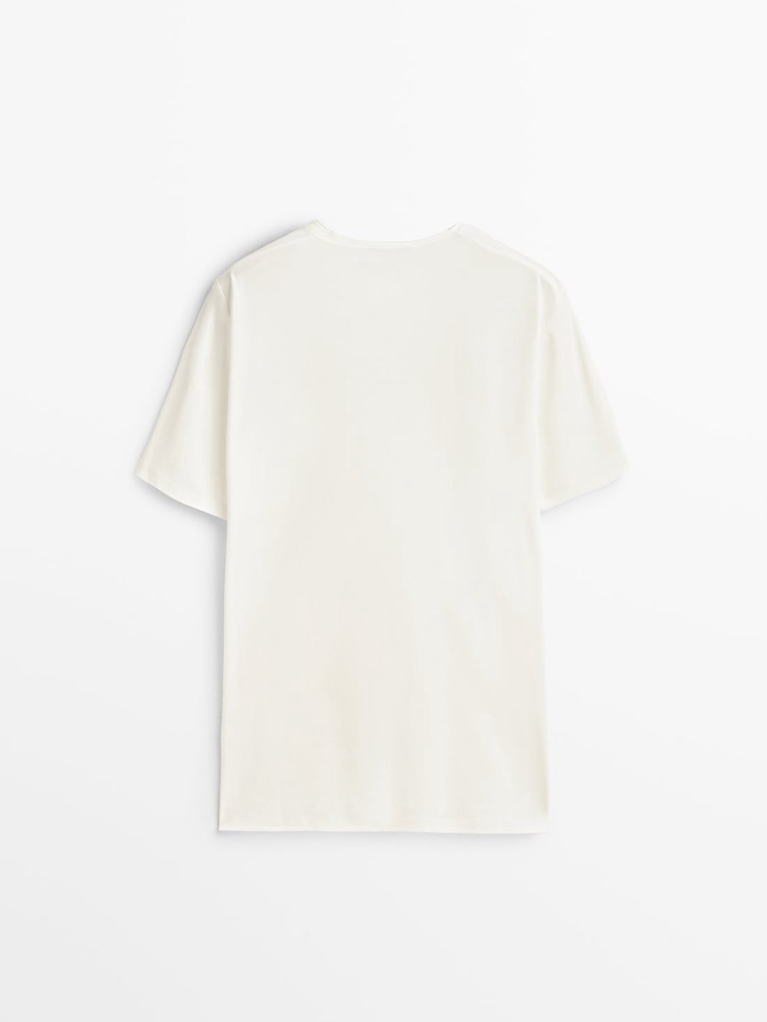 Massimo Dutti Short Sleeve Mercerised Cotton Men T-Shirt Cream | US-MP8654012