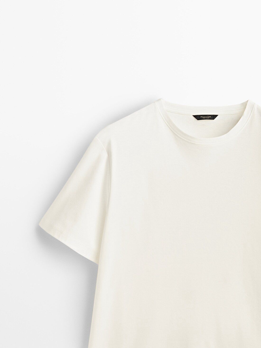 Massimo Dutti Short Sleeve Mercerised Cotton Men T-Shirt Cream | US-MP8654012