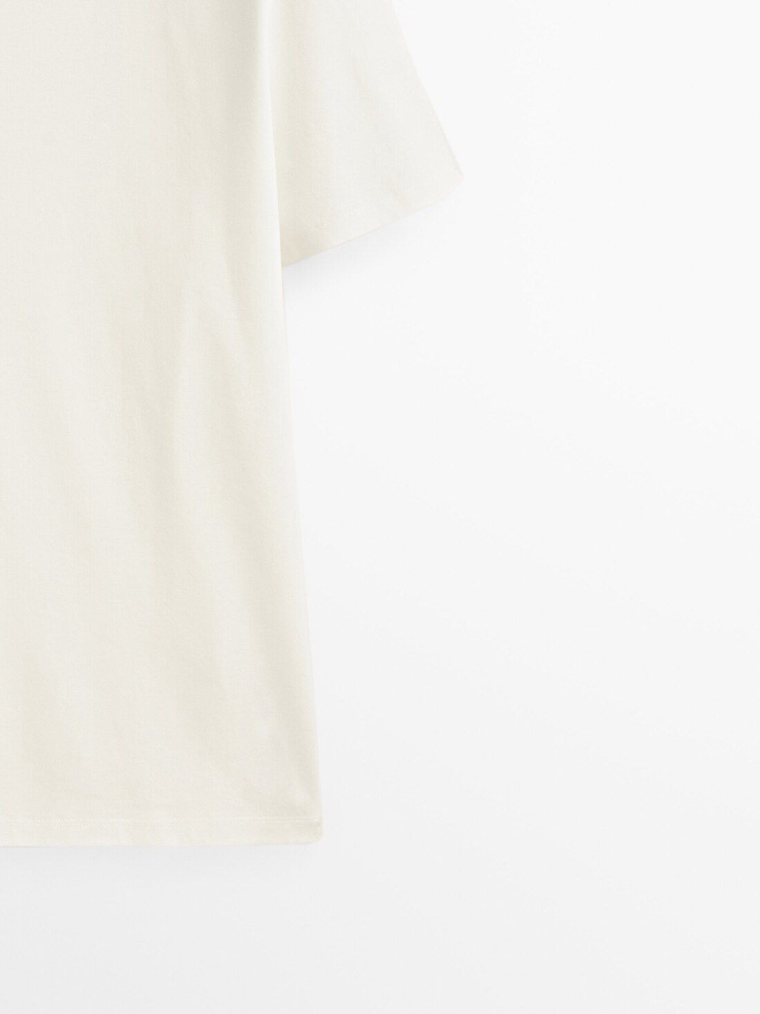 Massimo Dutti Short Sleeve Mercerised Cotton Men T-Shirt Cream | US-MP8654012