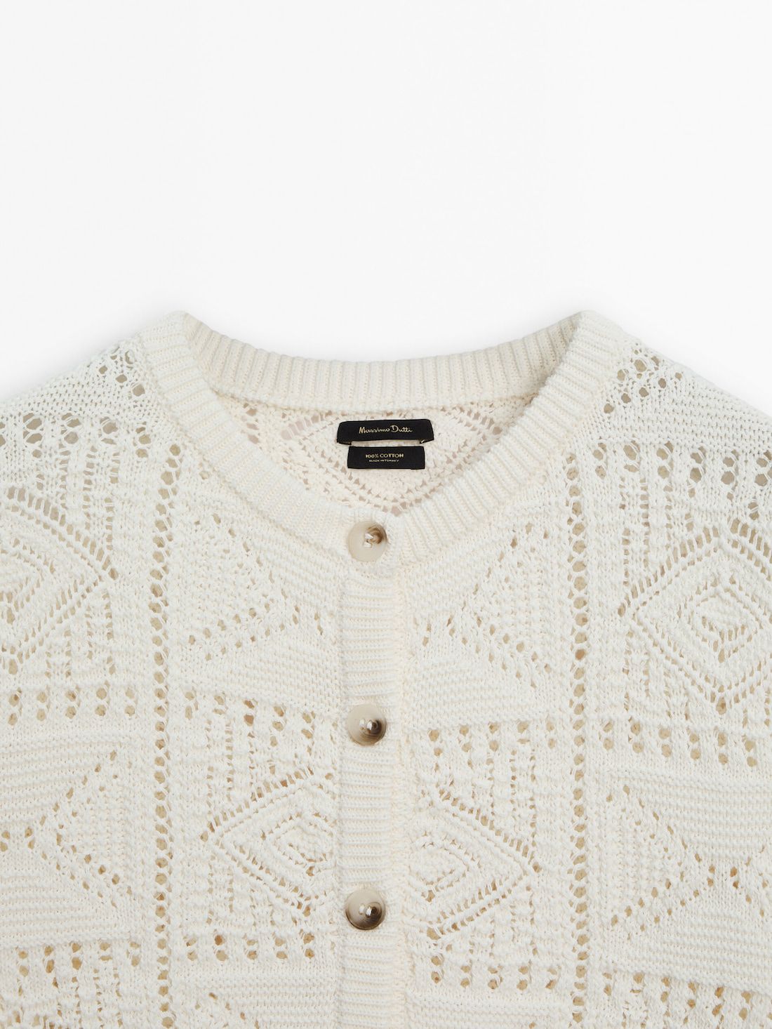 Massimo Dutti Short Sleeve Open-knit Women Cardigan Cream | US-FU6957281