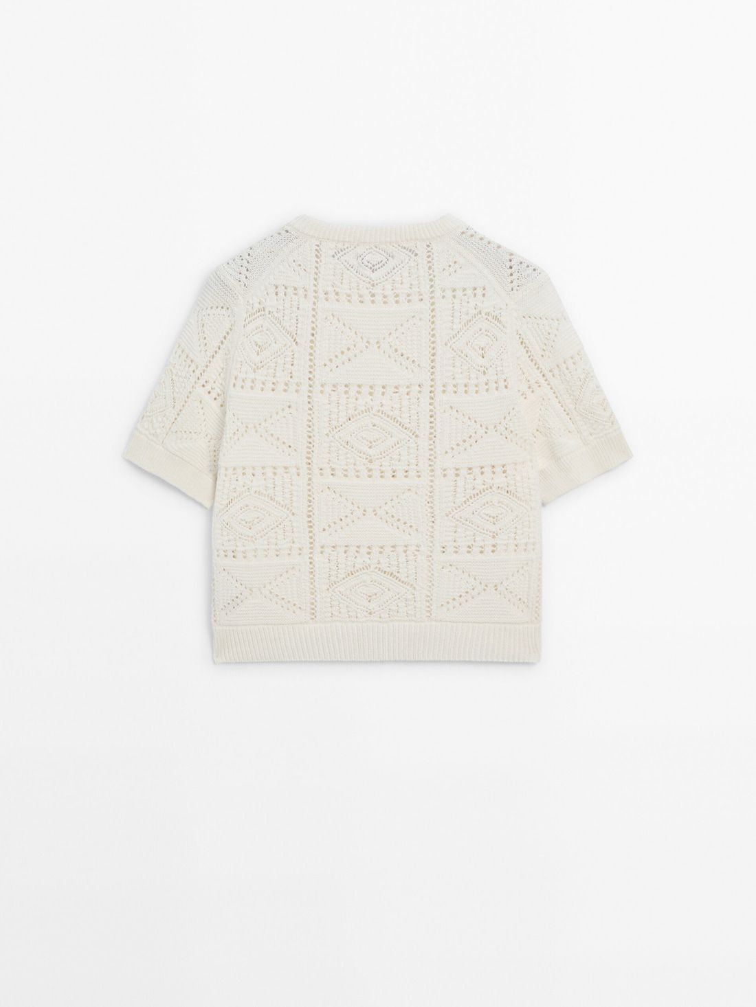 Massimo Dutti Short Sleeve Open-knit Women Cardigan Cream | US-FU6957281