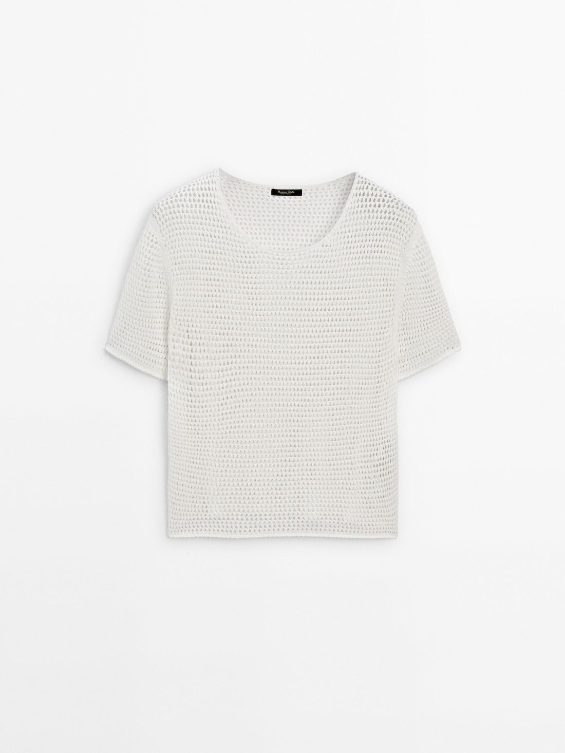 Massimo Dutti Short Sleeve Open-knit Women Sweater White | US-BW9640371