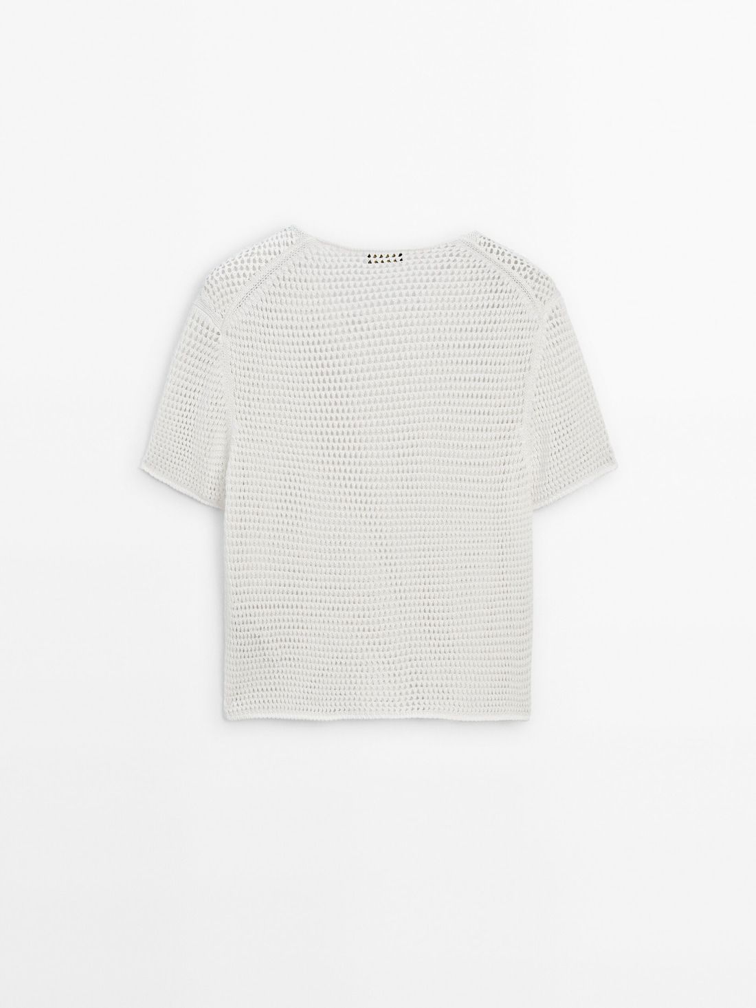 Massimo Dutti Short Sleeve Open-knit Women Sweater White | US-BW9640371