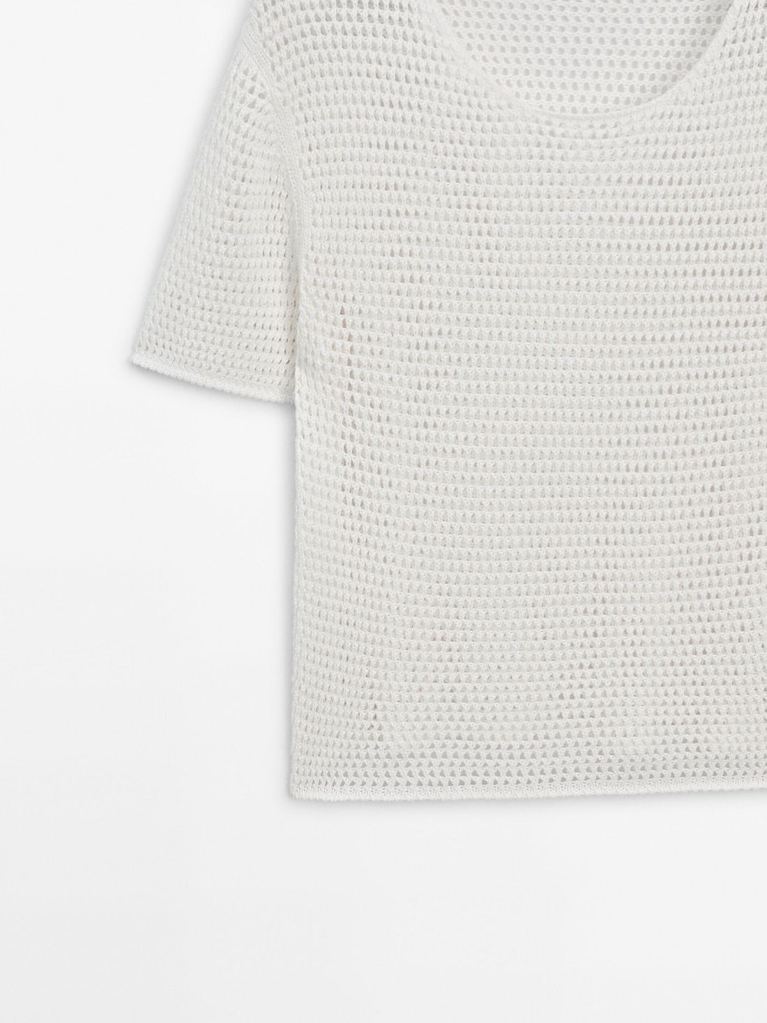 Massimo Dutti Short Sleeve Open-knit Women Sweater White | US-BW9640371