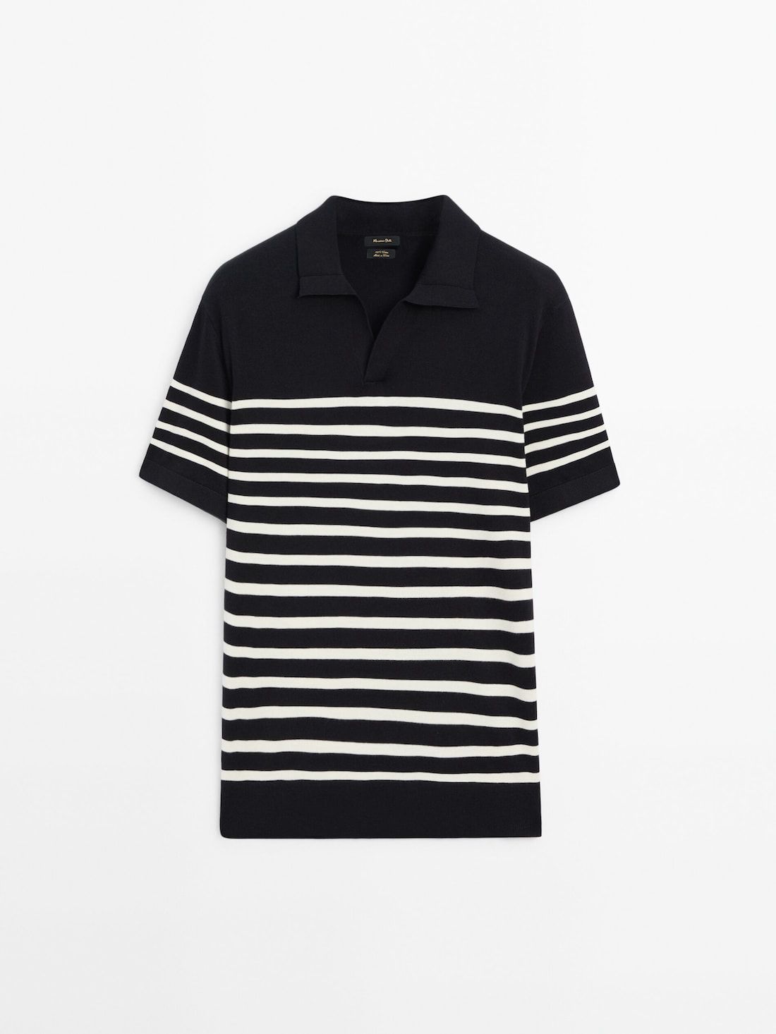 Massimo Dutti Short Sleeve Printed Sweater Men Polo Shirt Navy / White | US-BR0692875