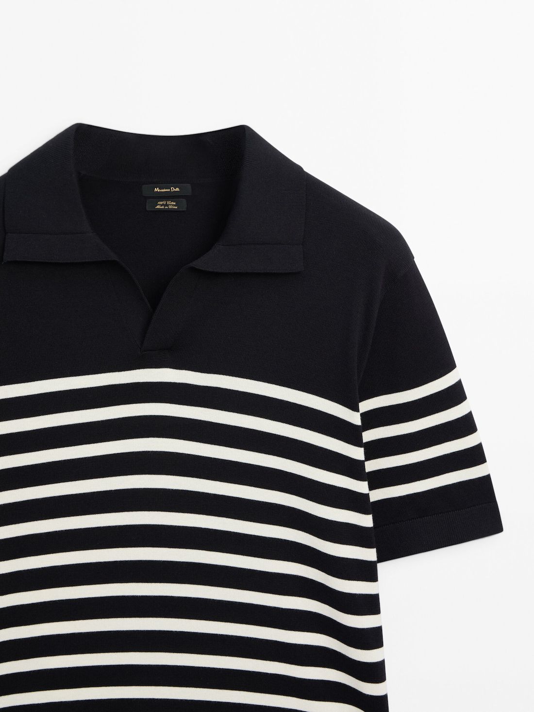 Massimo Dutti Short Sleeve Printed Sweater Men Polo Shirt Navy / White | US-BR0692875