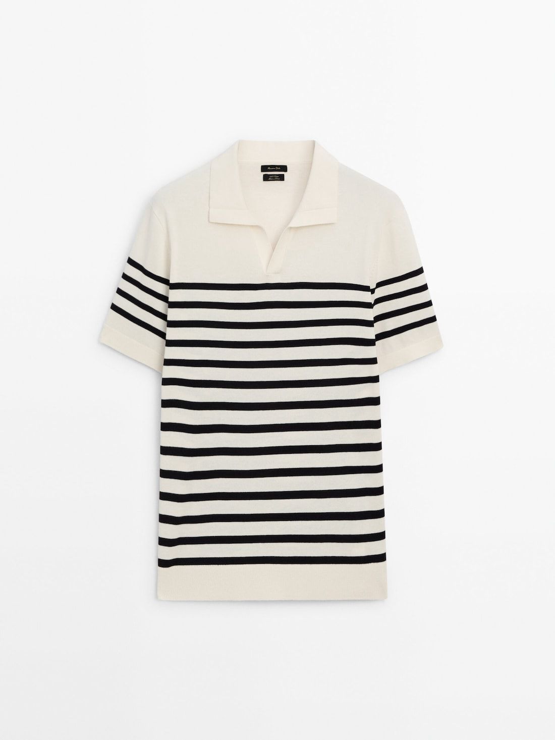Massimo Dutti Short Sleeve Printed Sweater Men Polo Shirt Cream / Black | US-IM8269510