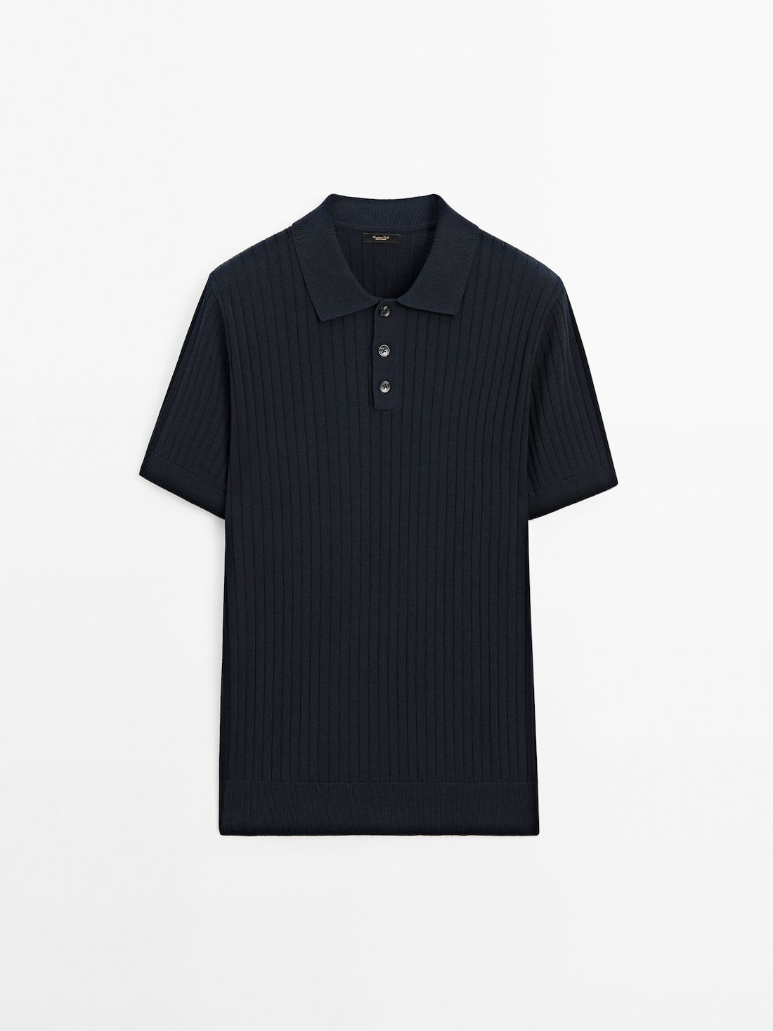 Massimo Dutti Short Sleeve Ribbed Sweater Men Polo Shirt Navy | US-UP5014327