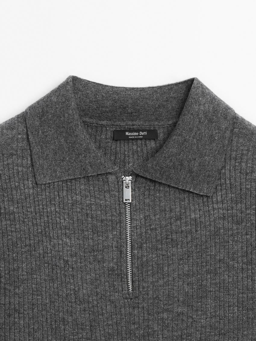 Massimo Dutti Short Sleeve Wide Knitted Women Jumpers Grey | US-LO2748653